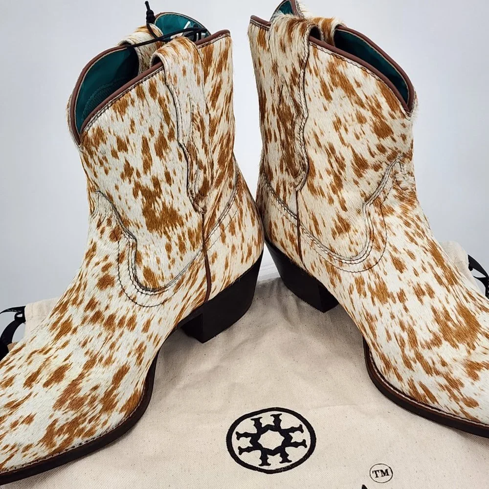 MYRA BAG Cowdie Hair On Hide Shortie Cowboy Boots 7-10 NWT - Picture 9 of 15